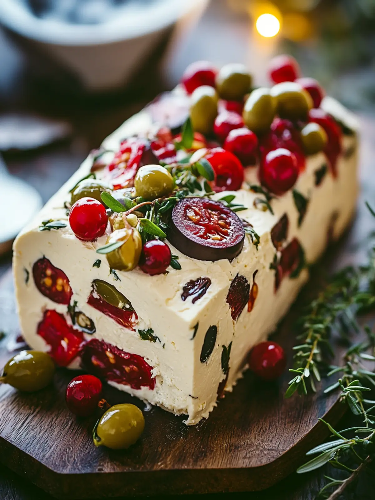 Holiday Antipasto Cream Cheese Log