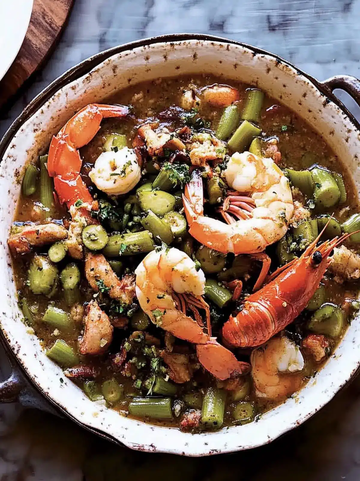 Okra Gumbo with Blue Crabs and Shrimp