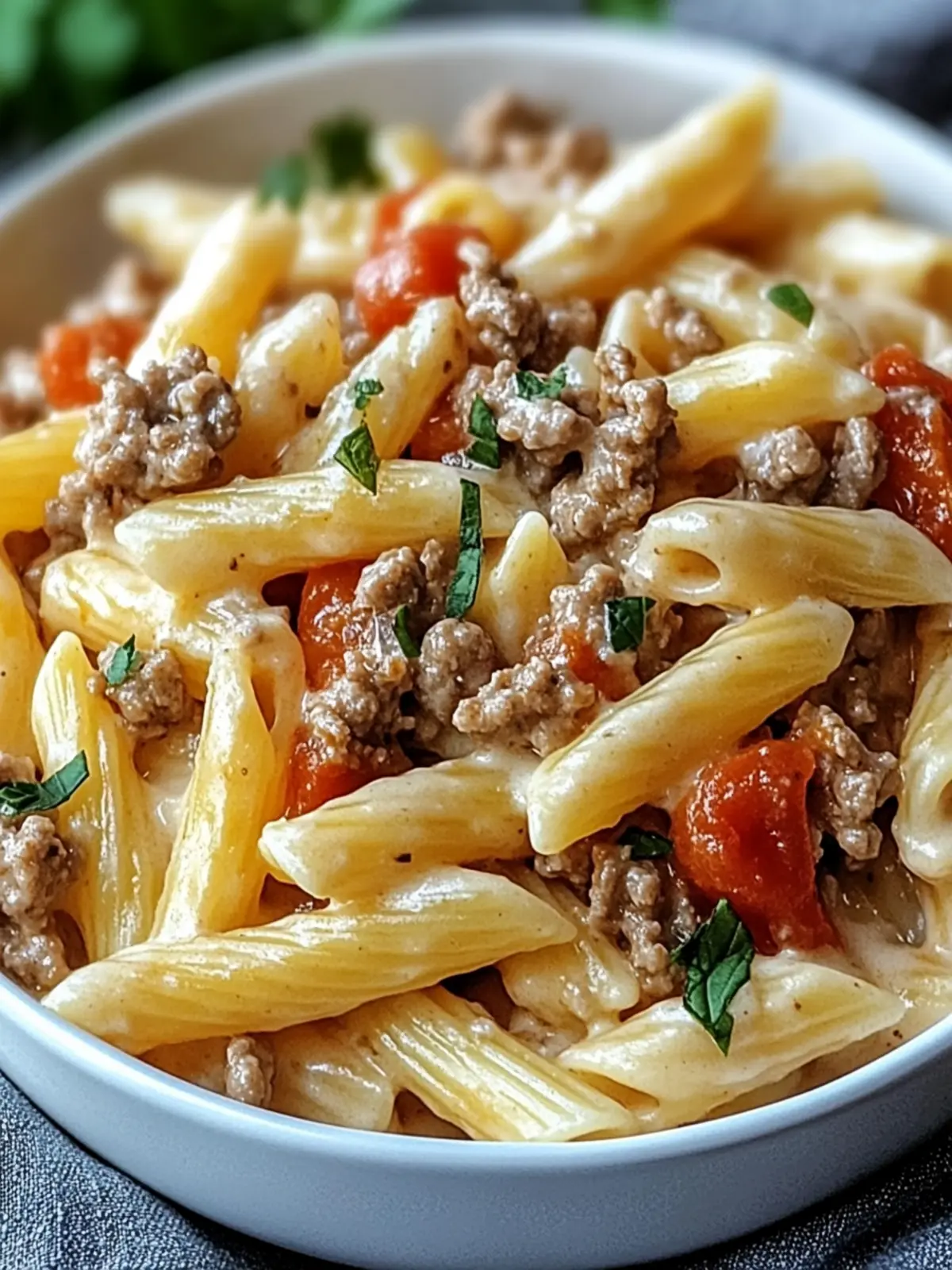 Creamy Rotel Pasta with Ground Beef
