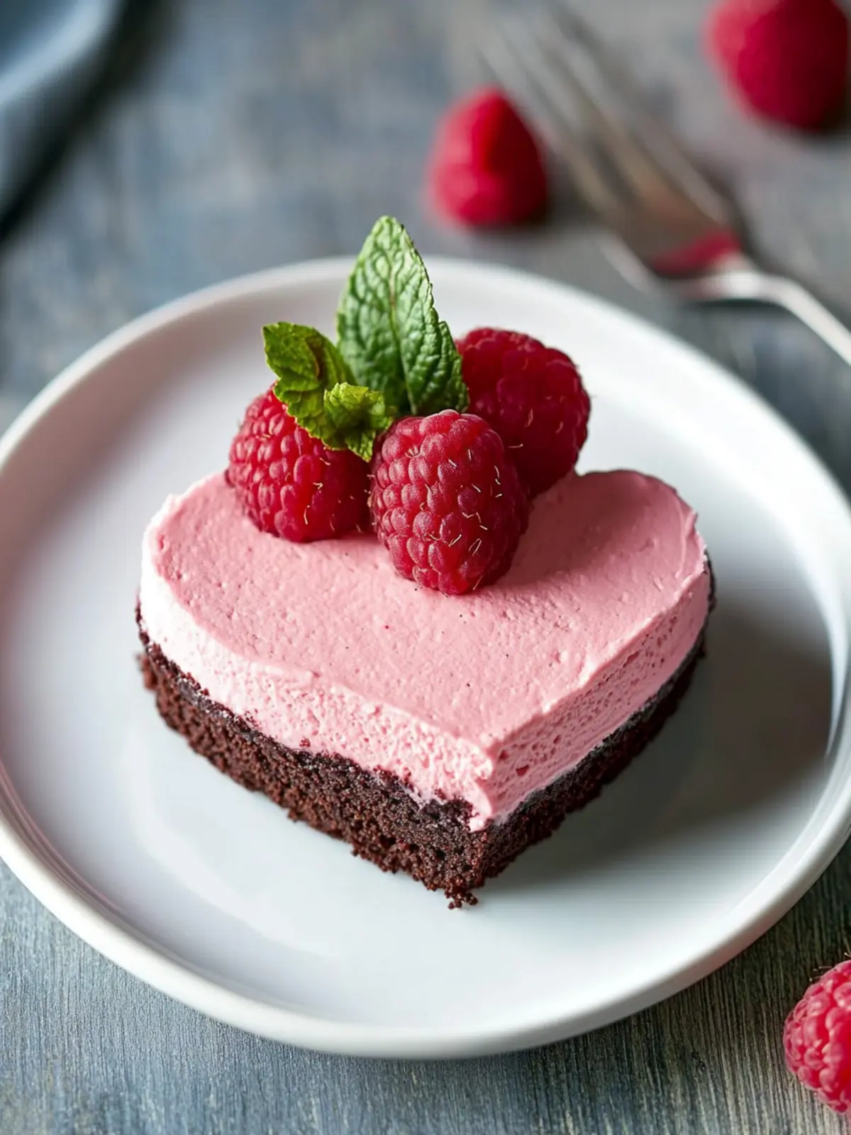 Heart Shaped Raspberry Mousse with a Brownie Base