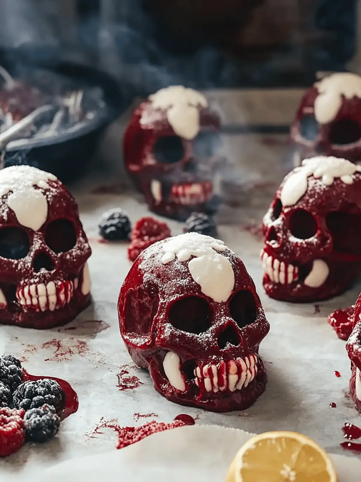 Ghotic Red Velvet Skull Cakes