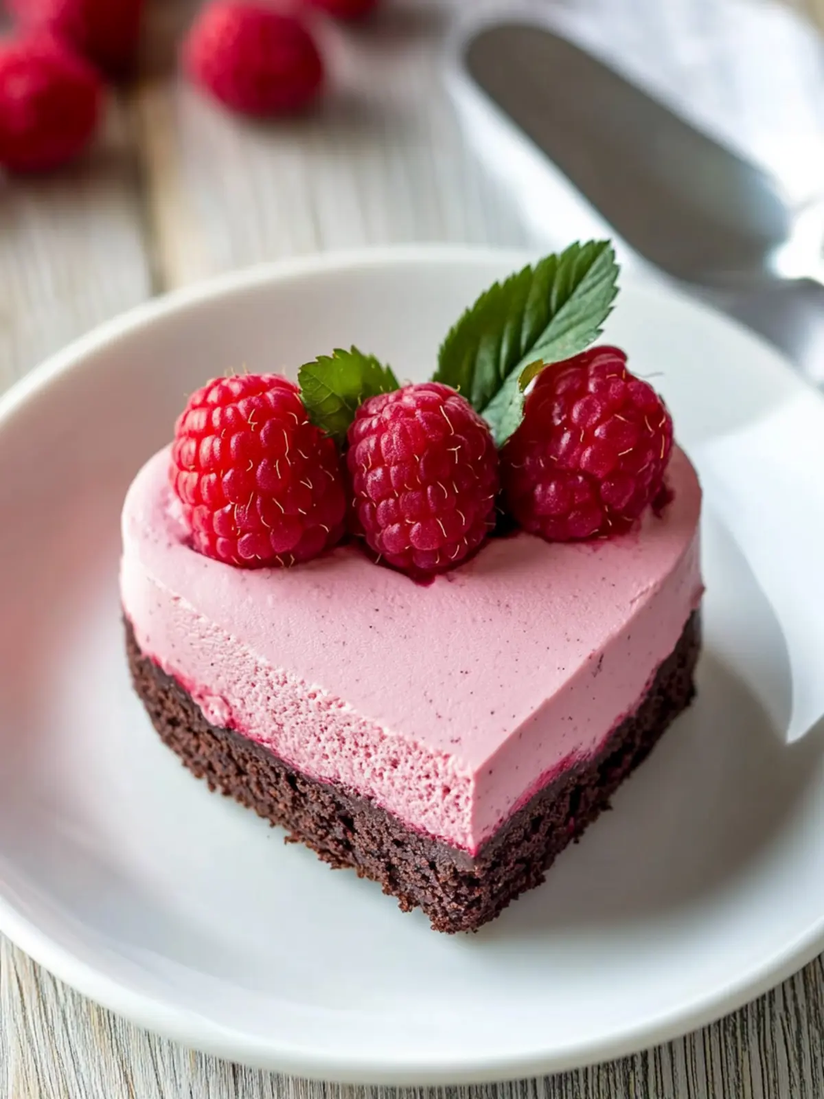 Heart Shaped Raspberry Mousse with a Brownie Base