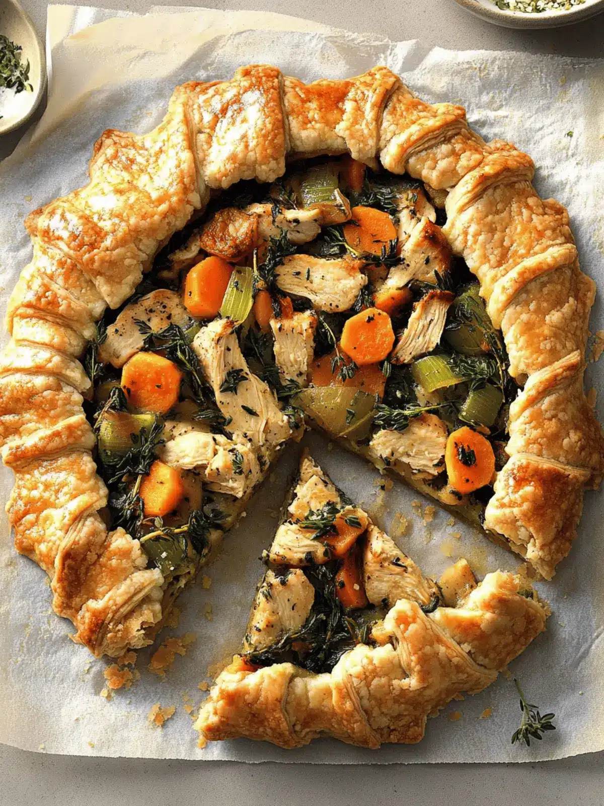 Chicken Potpie Galette with Cheddar-Thyme Crust