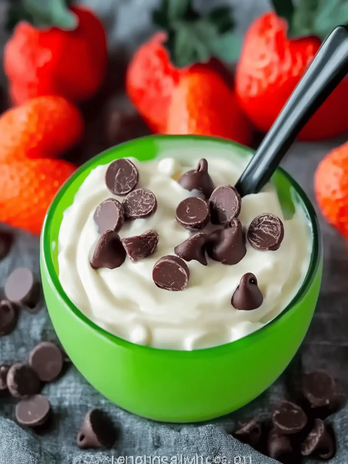Melted Witch Chocolate Chip Cream Cheese Fruit Dip