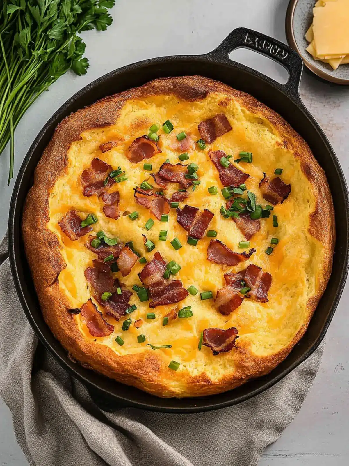 Bacon Dutch Baby with Cheddar Cheese - Fluffy Breakfast Bliss 4 Bacon Dutch Baby with Cheddar Cheese