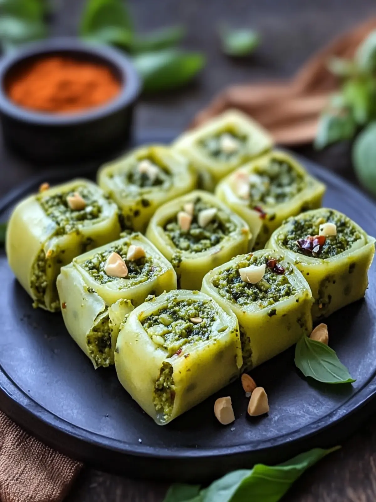 Basil Pesto Khandvi: A Creative Spin on Indian Appetizers