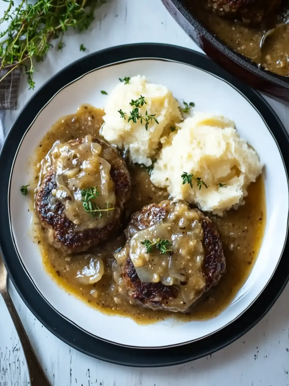 Savory French Onion Salisbury Steak with Gruy re Gravy Magic 3 French Onion Salisbury Steak with Gruy re Gravy
