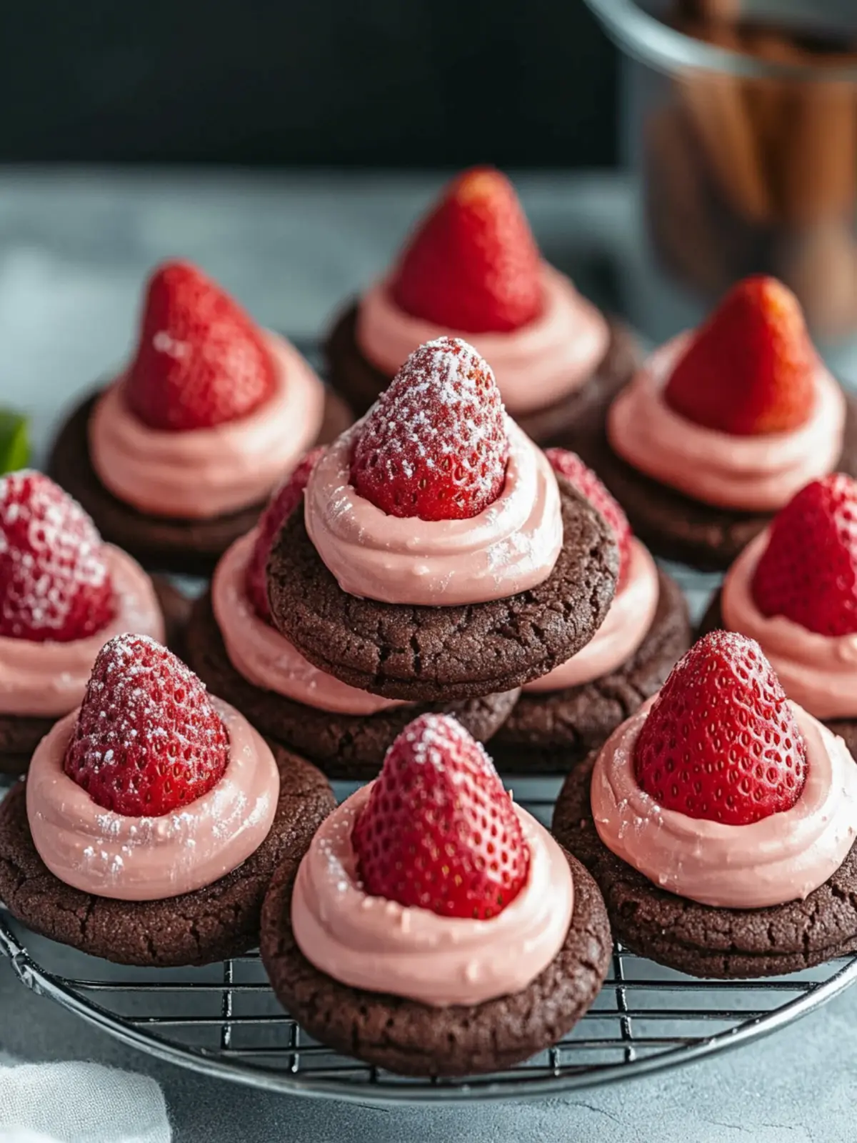 Strawberry CHOCOLATE Kiss Cookies Recipe