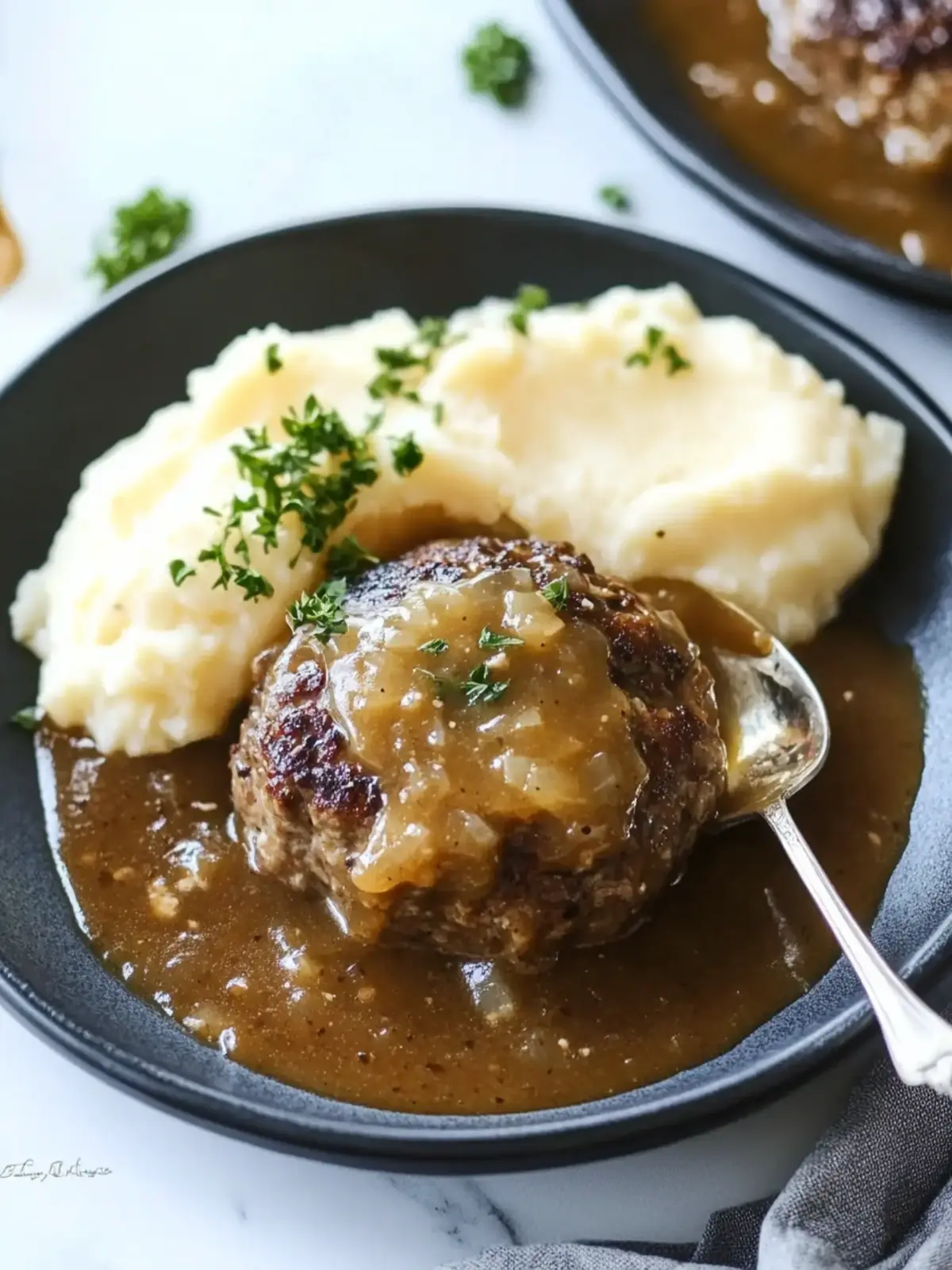 Savory French Onion Salisbury Steak with Gruy re Gravy Magic 2 French Onion Salisbury Steak with Gruy re Gravy