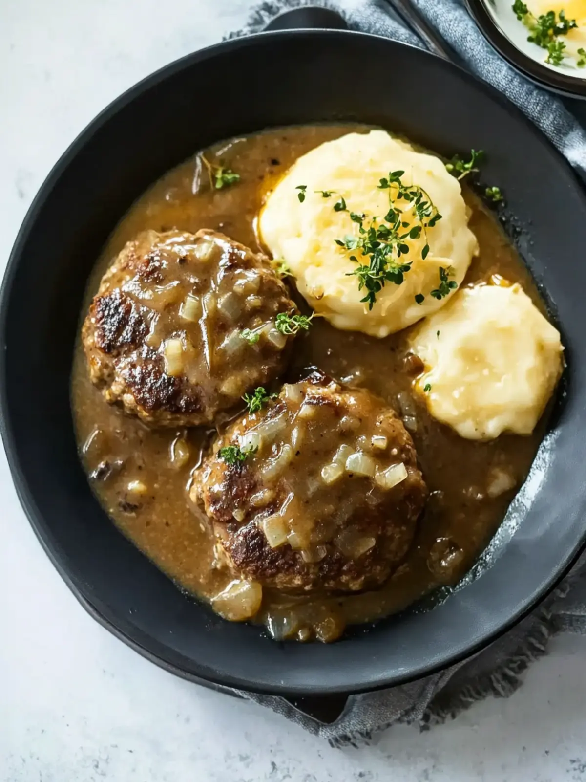 Savory French Onion Salisbury Steak with Gruy re Gravy Magic 4 French Onion Salisbury Steak with Gruy re Gravy