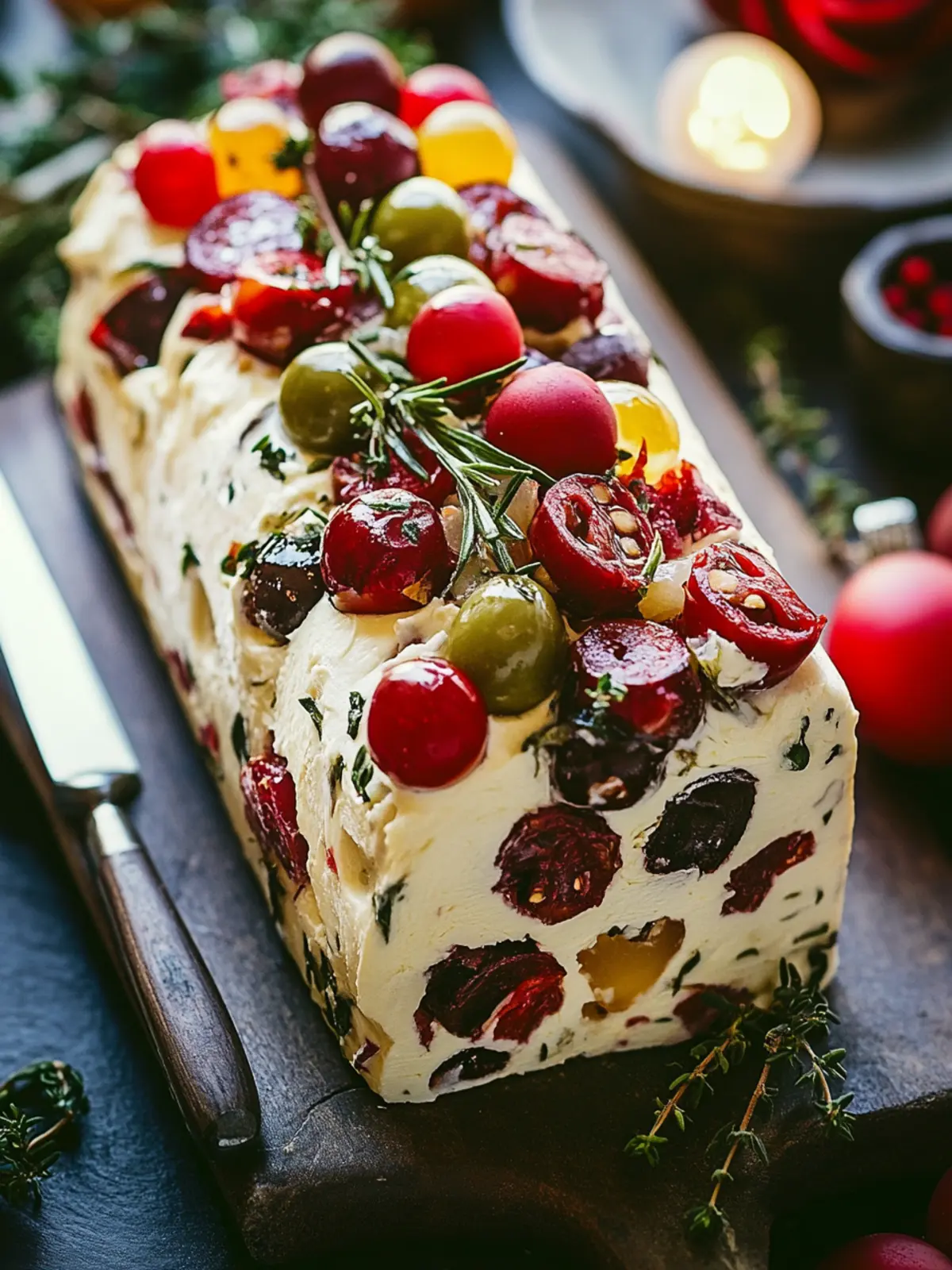 Holiday Antipasto Cream Cheese Log
