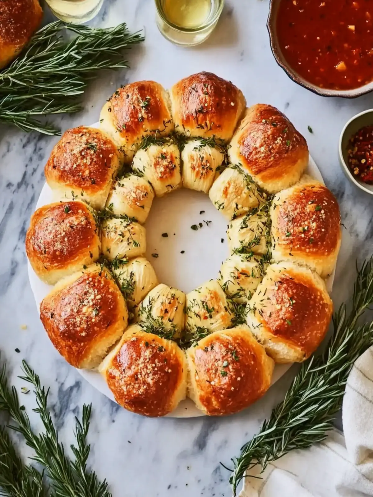 Pull Apart Garlic Bread Wreath