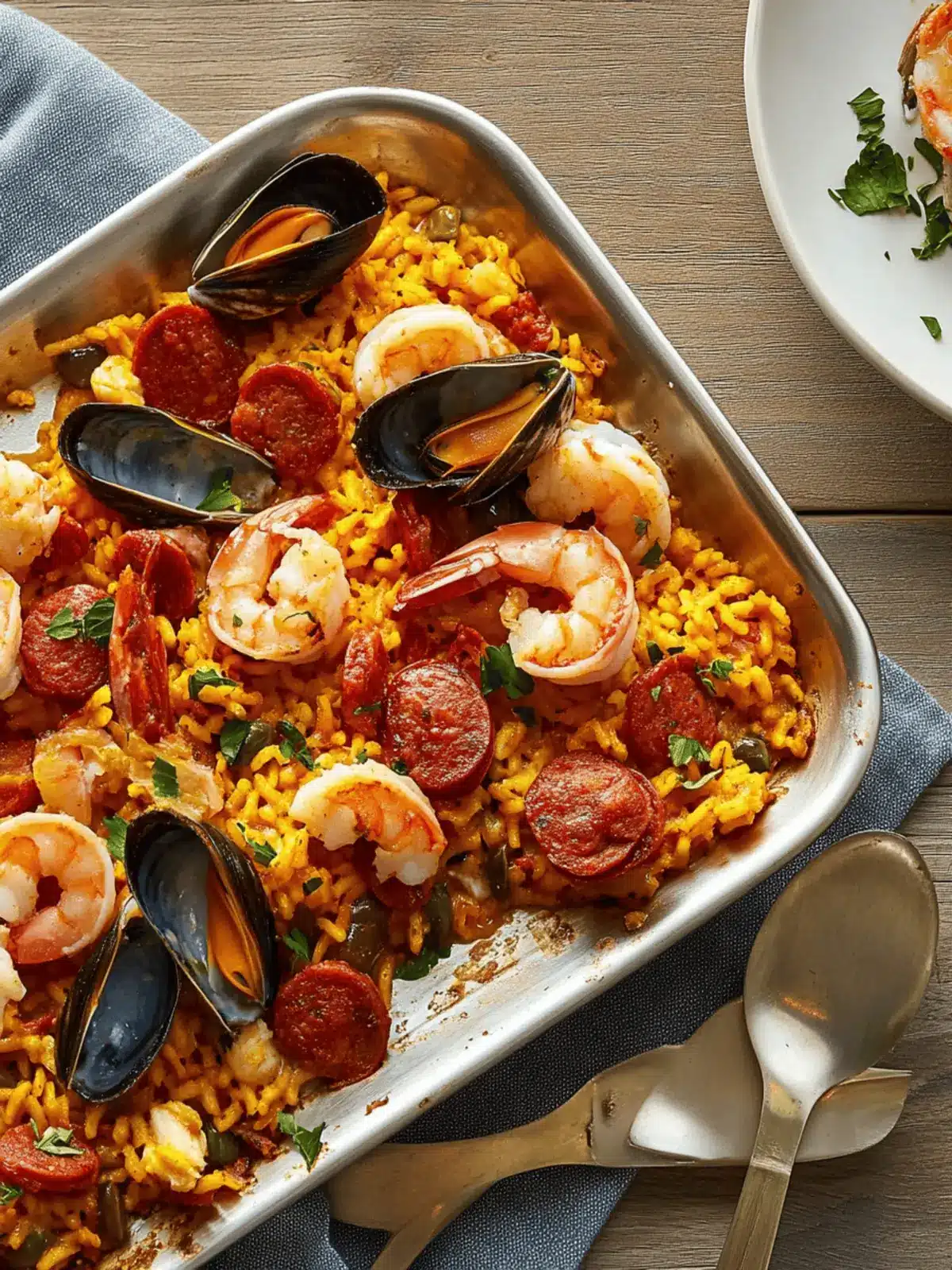 Sheet Pan Seafood and Chorizo Paella