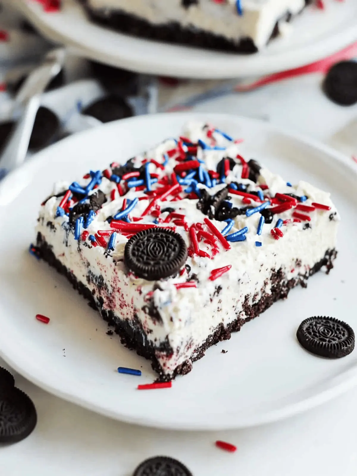 No Bake Fireworks Oreo Cheesecake Bars