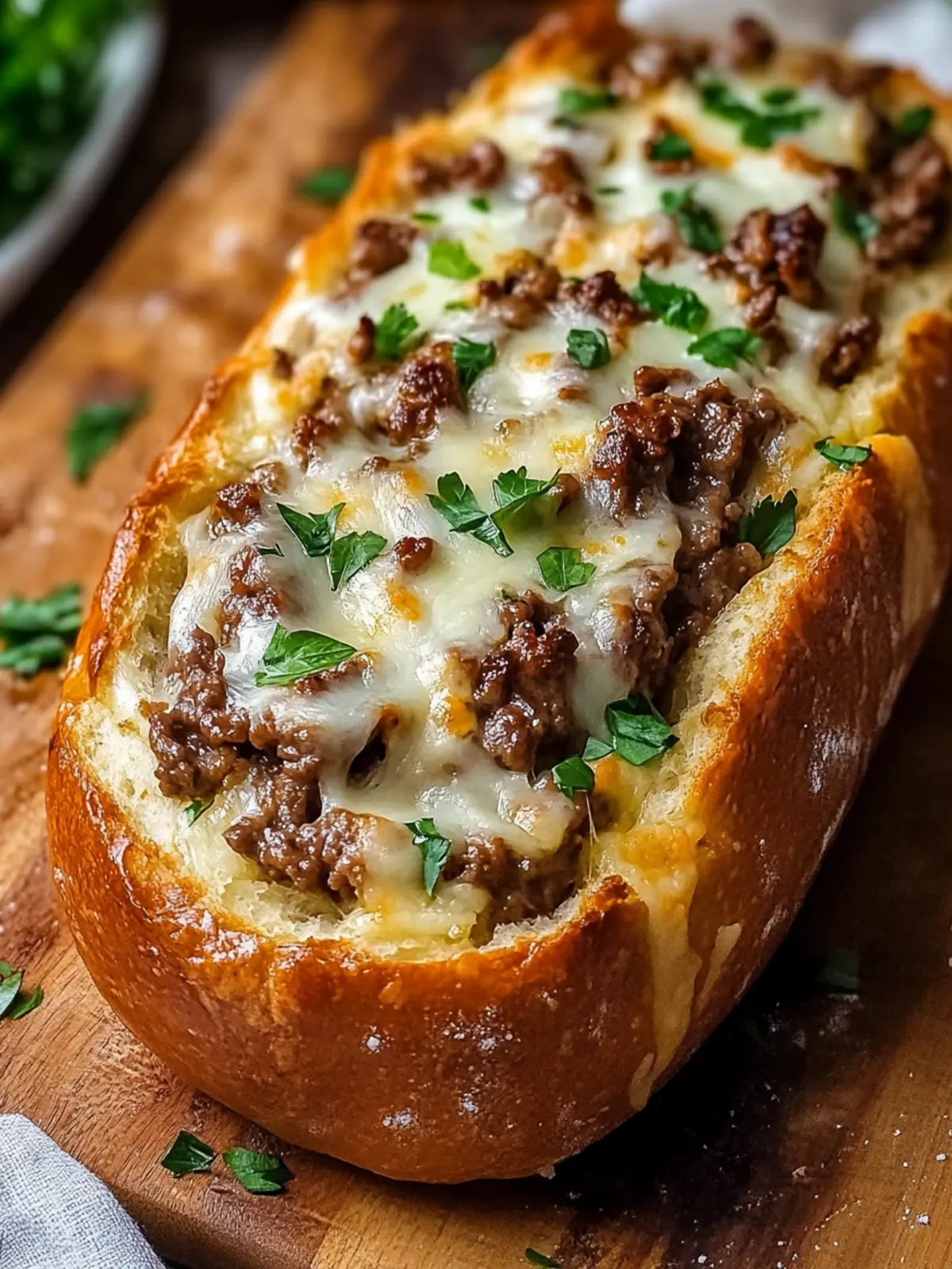 Cheesesteak-Stuffed Garlic Bread Loaf