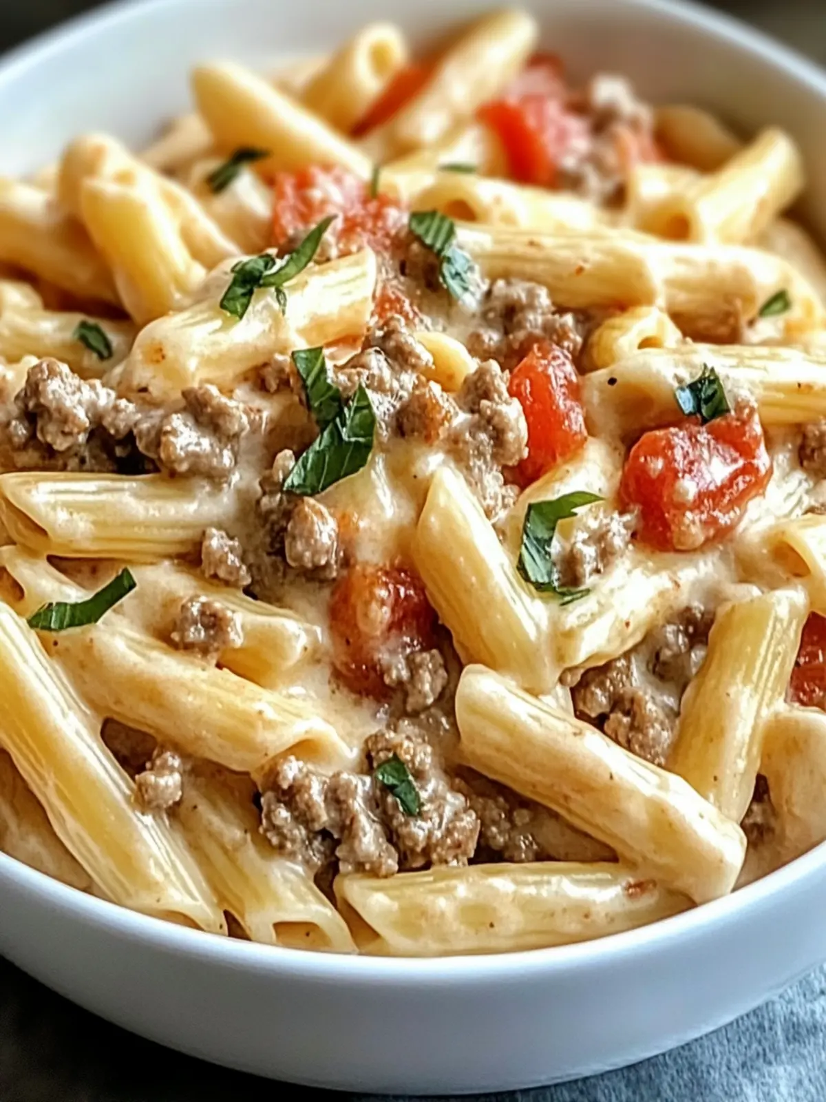 Creamy Rotel Pasta with Ground Beef