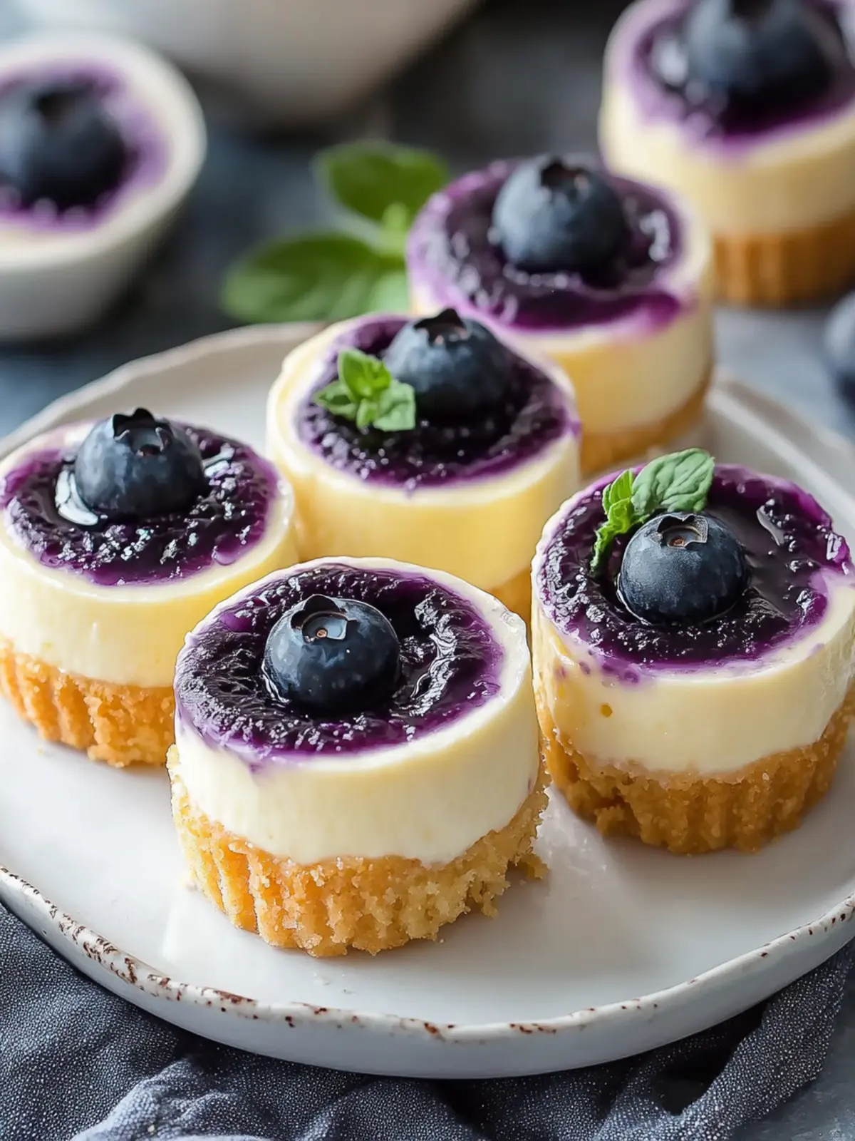 Juicy Mini Lemon Blueberry Cheesecakes