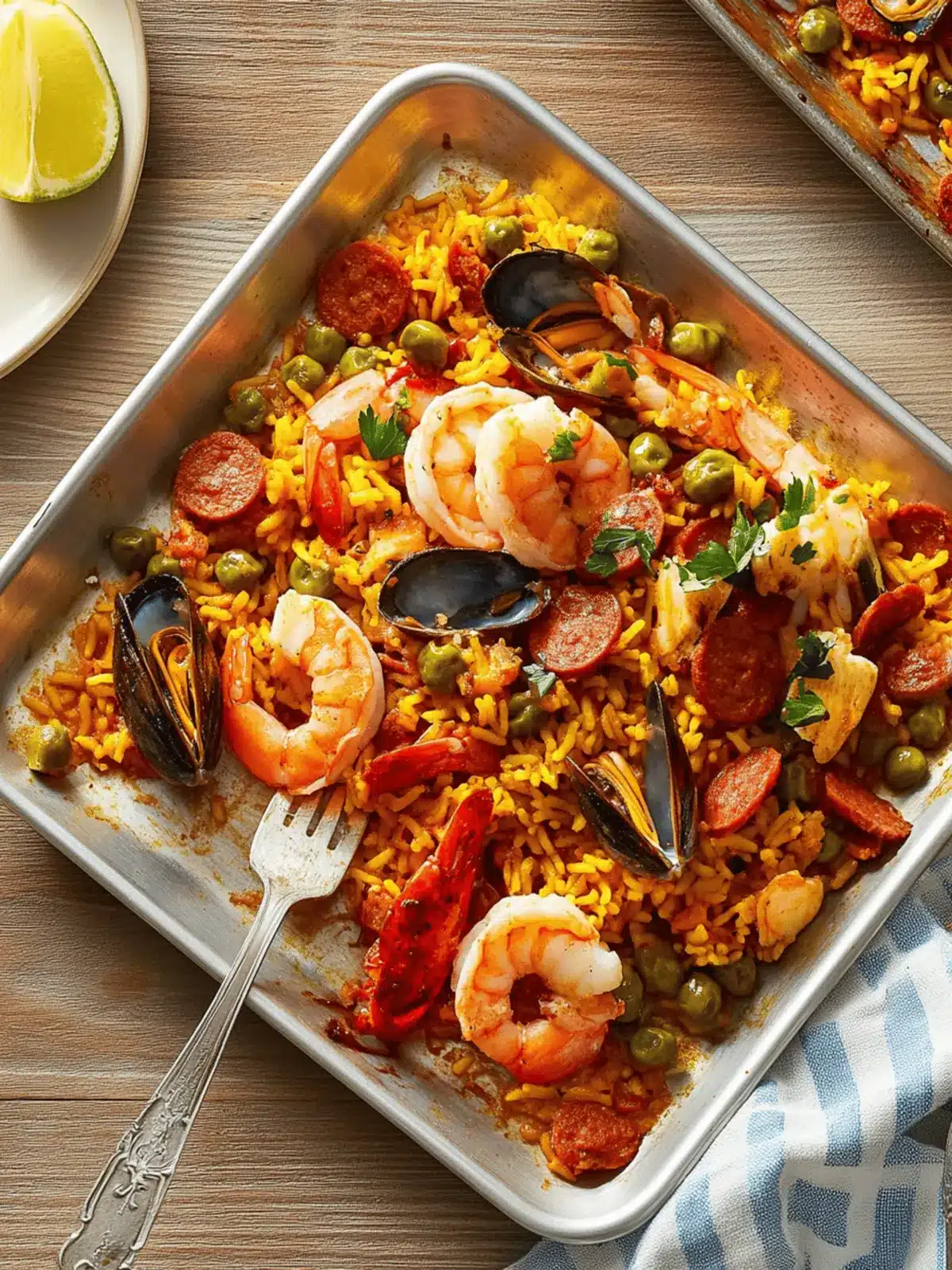 Sheet Pan Seafood and Chorizo Paella