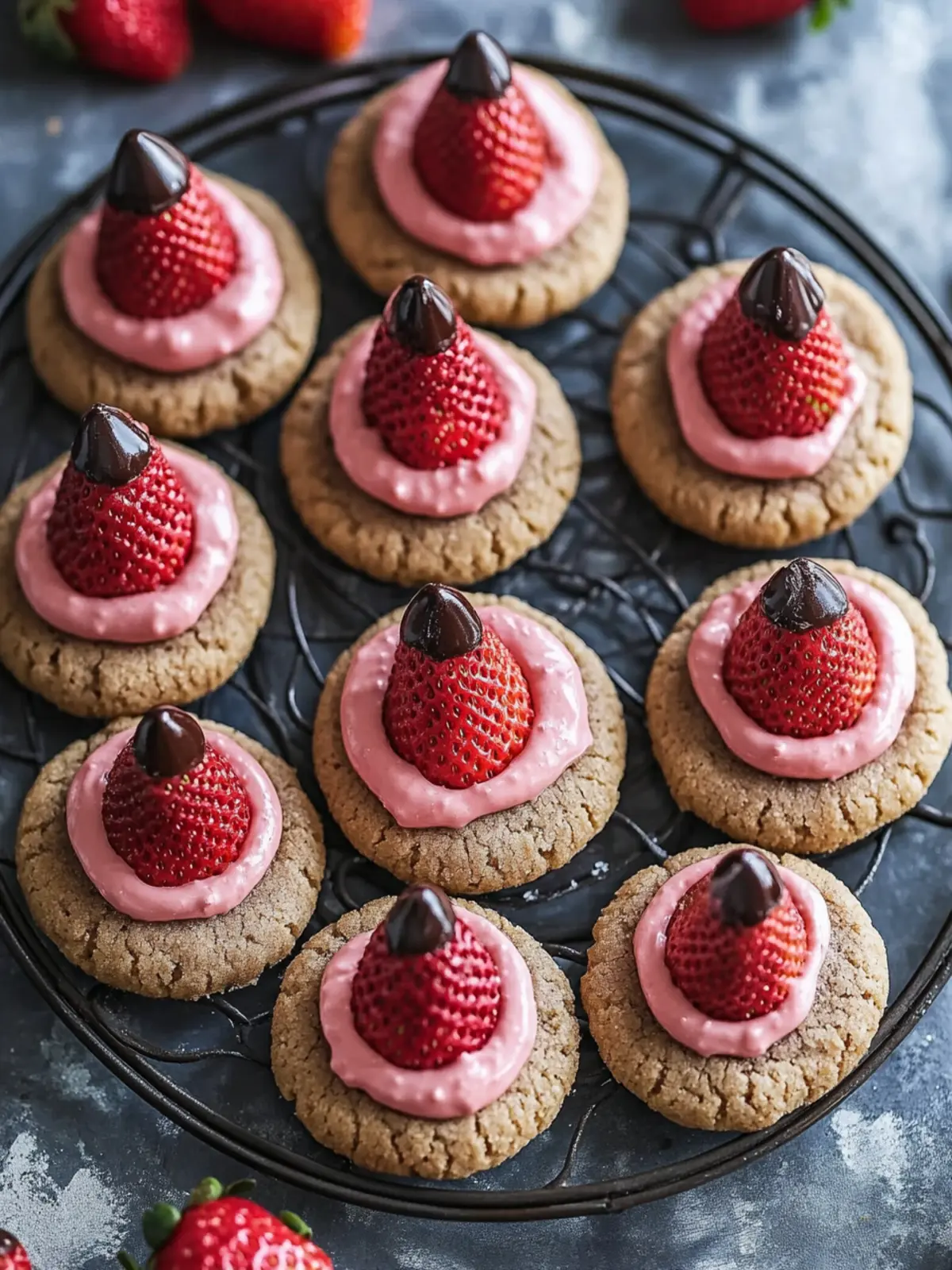 Strawberry CHOCOLATE Kiss Cookies Recipe