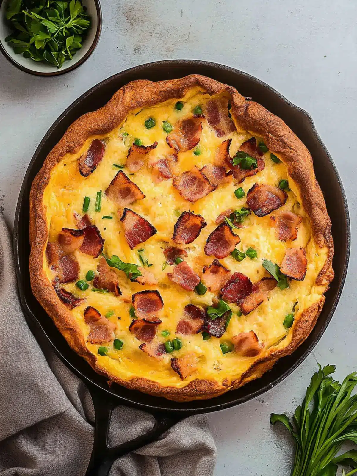 Bacon Dutch Baby with Cheddar Cheese - Fluffy Breakfast Bliss 2 Bacon Dutch Baby with Cheddar Cheese