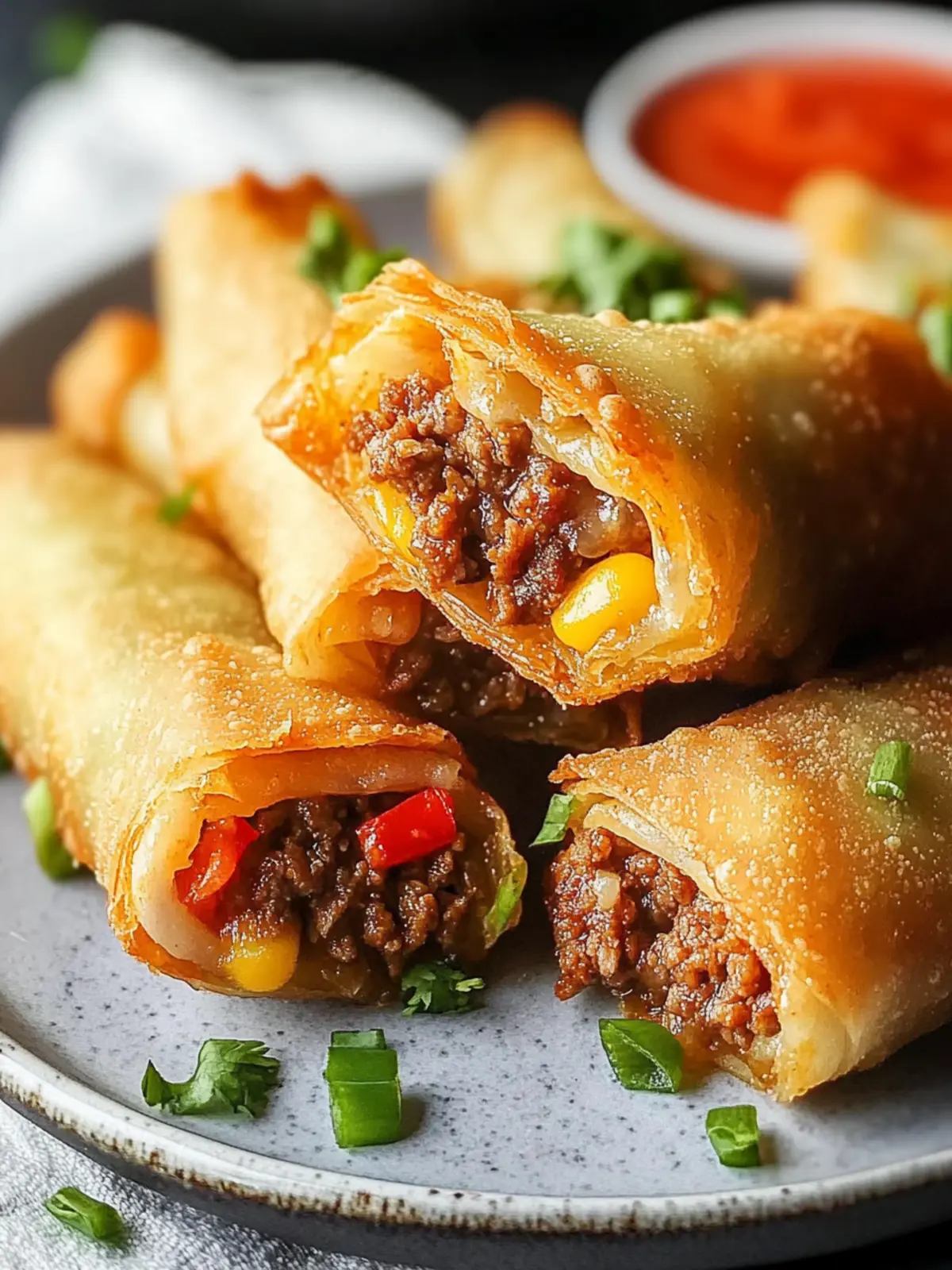 Beef Taco Egg Rolls