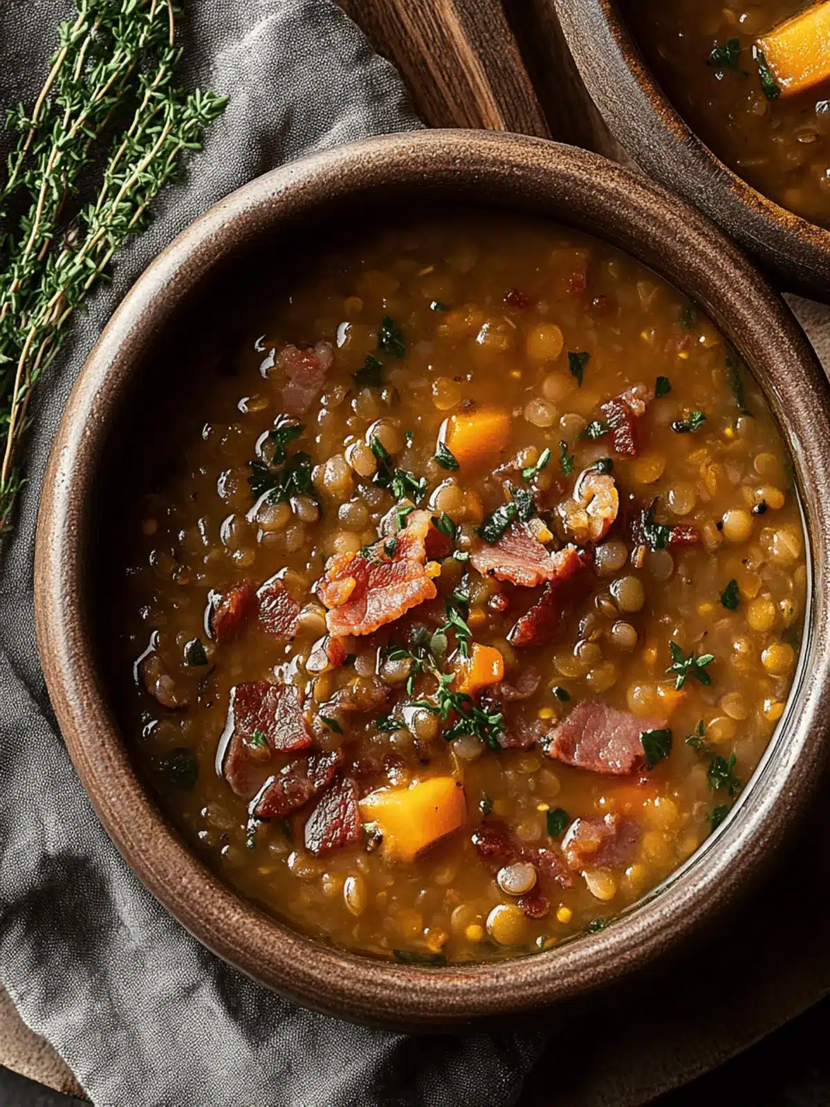 French Lentil Bacon Soup