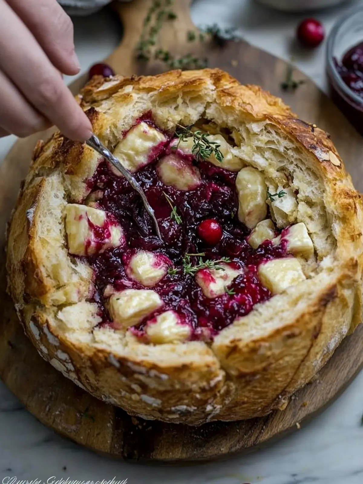 Baked Cranberry Brie Bread Bowl