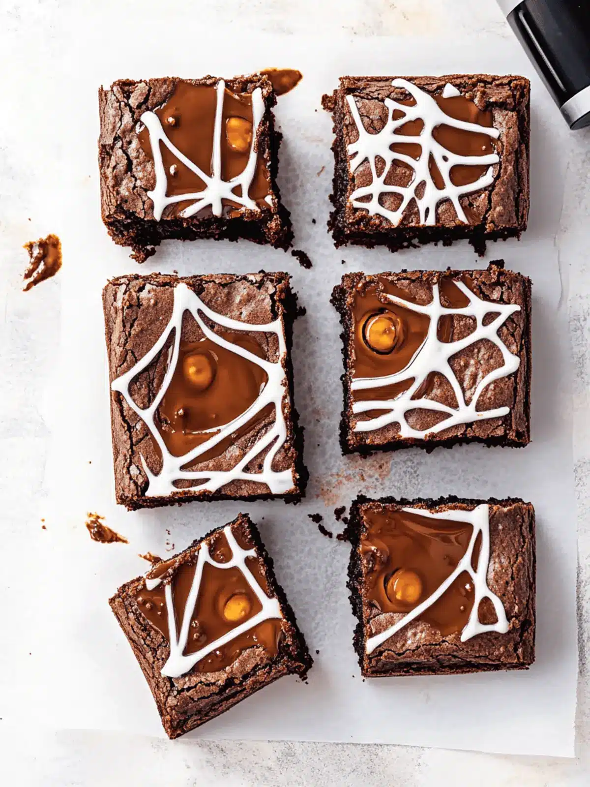 Delicious Spider Web Brownies with Gooey Salted Caramel 2 Spider Web Brownies