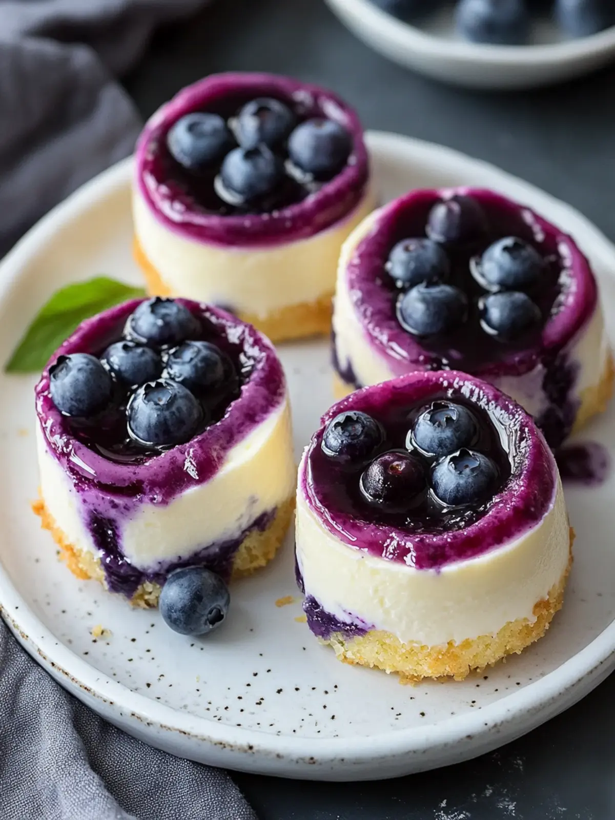 Juicy Mini Lemon Blueberry Cheesecakes