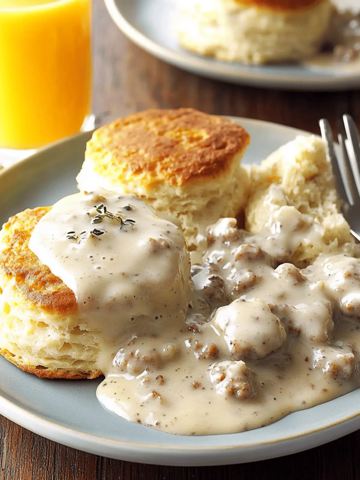 Southern Biscuits and Sausage Gravy for Ultimate Comfort Cooking 2 Biscuits and Sausage Gravy