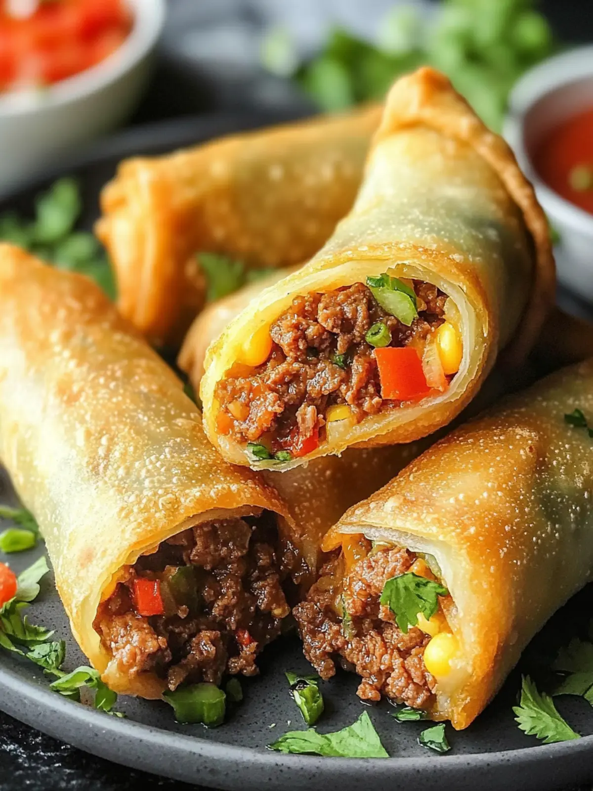 Beef Taco Egg Rolls