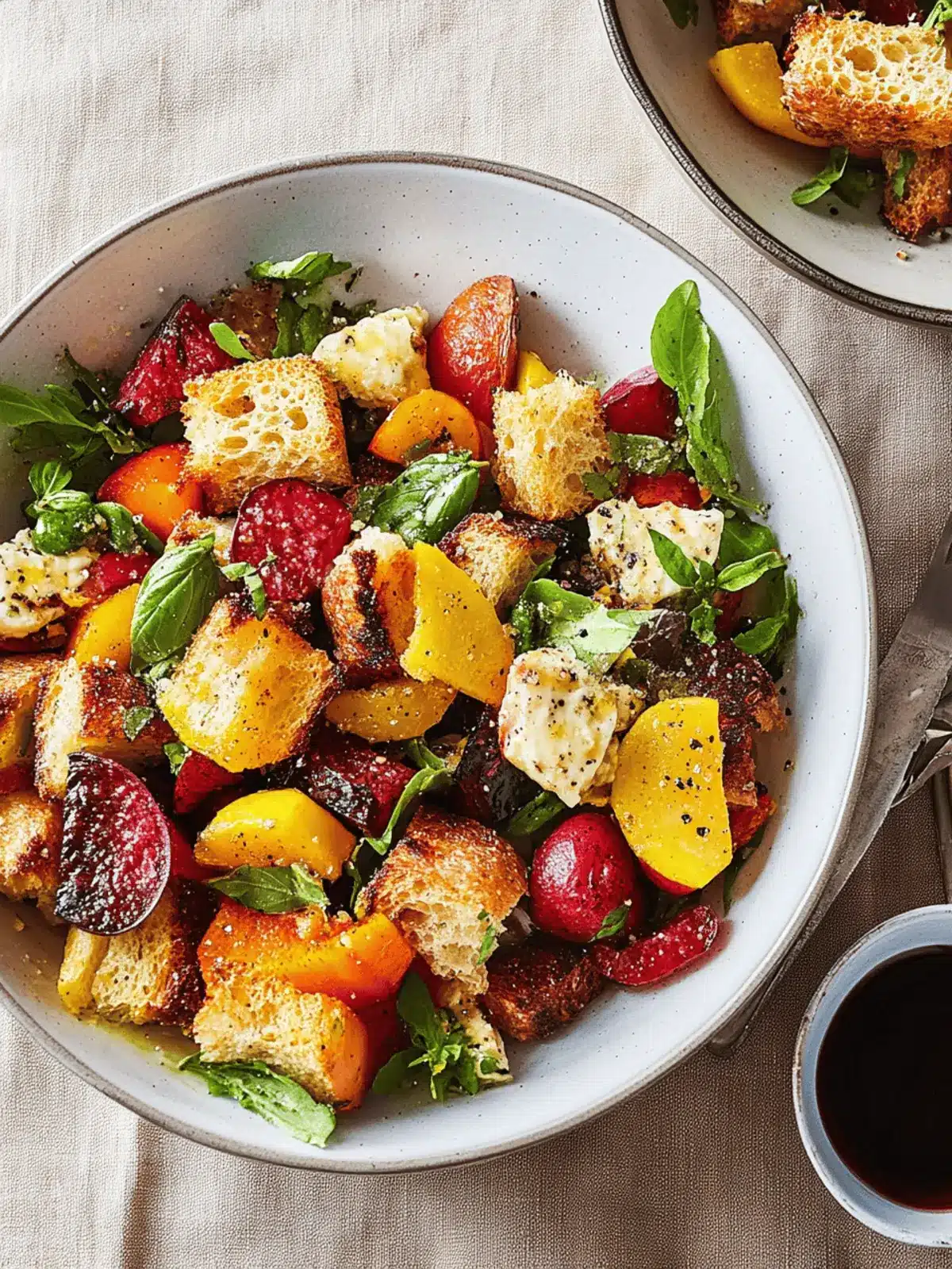 Winter Rainbow Panzanella Salad