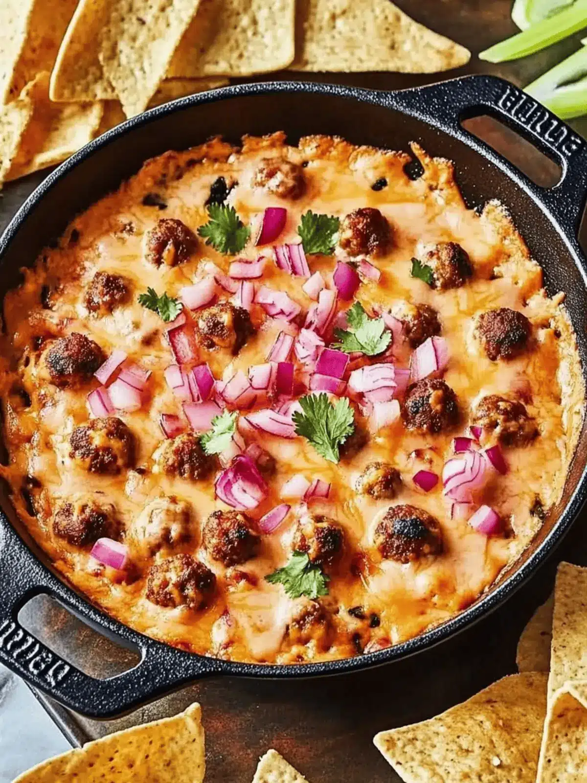 Cheesy Mini Meatball Skillet Dip