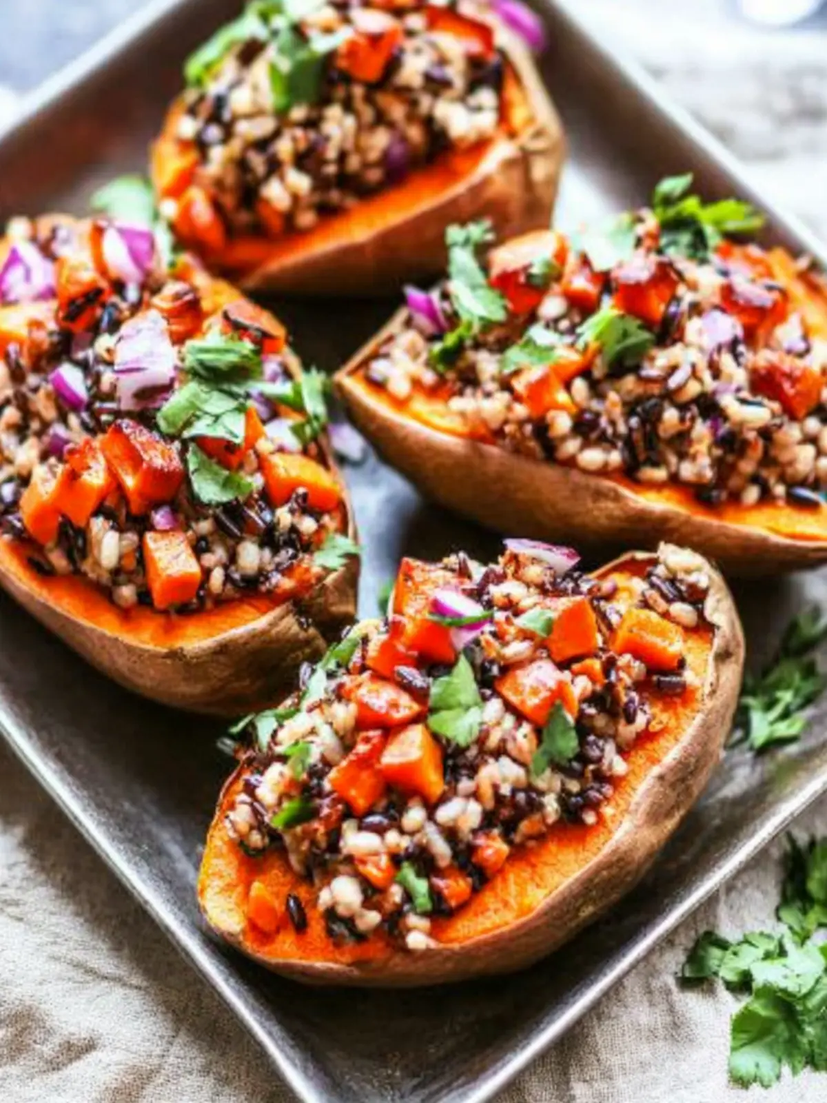 Wild Rice Stuffed Sweet Potatoes with Zesty Smoky Sauce 3 Wild Rice Stuffed Sweet Potatoes