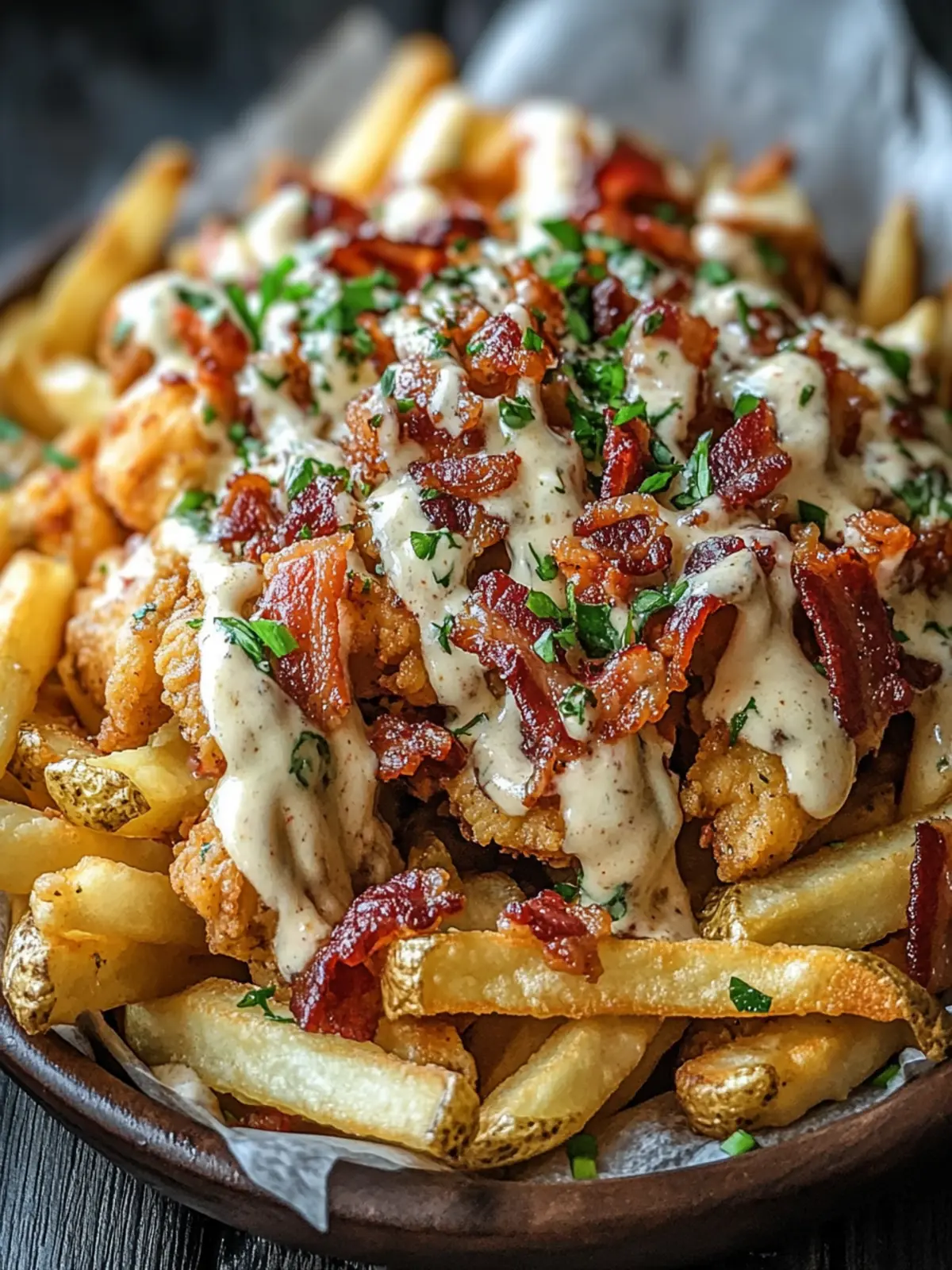 Dirty Chicken and Bacon Loaded Fries