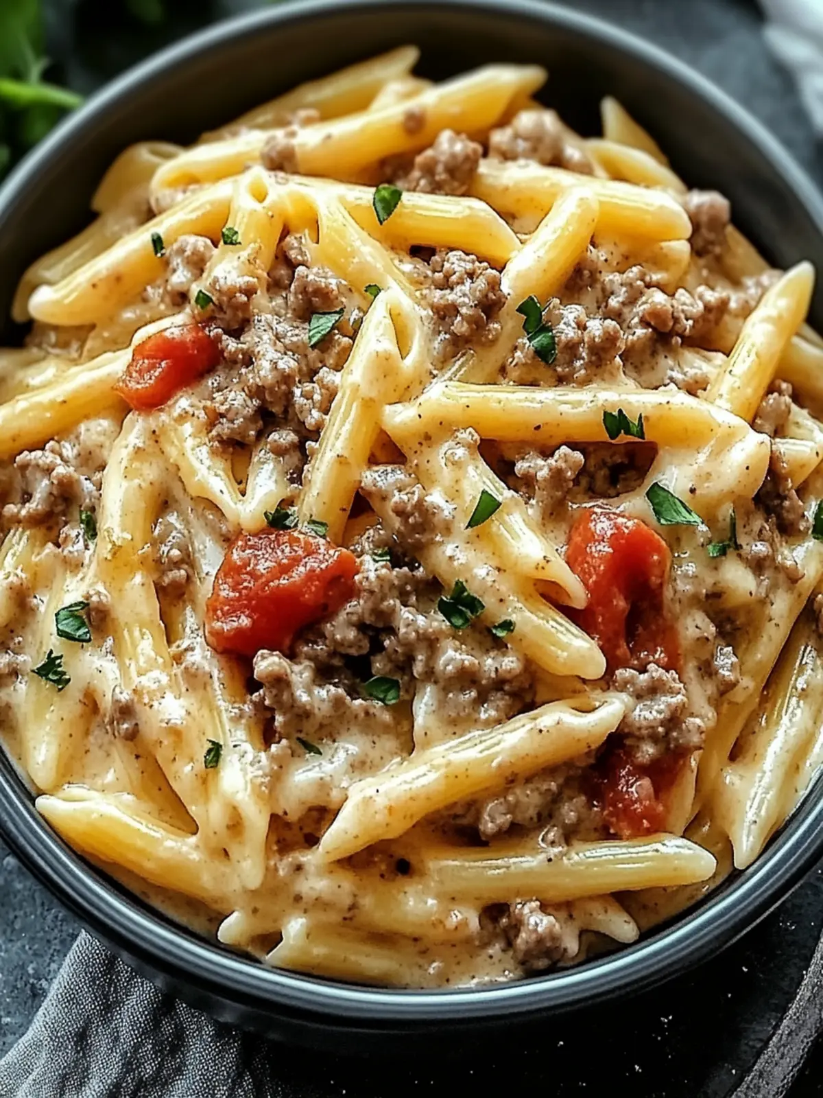 Creamy Rotel Pasta with Ground Beef