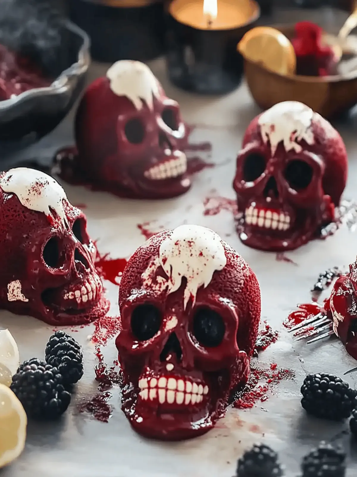 Ghotic Red Velvet Skull Cakes