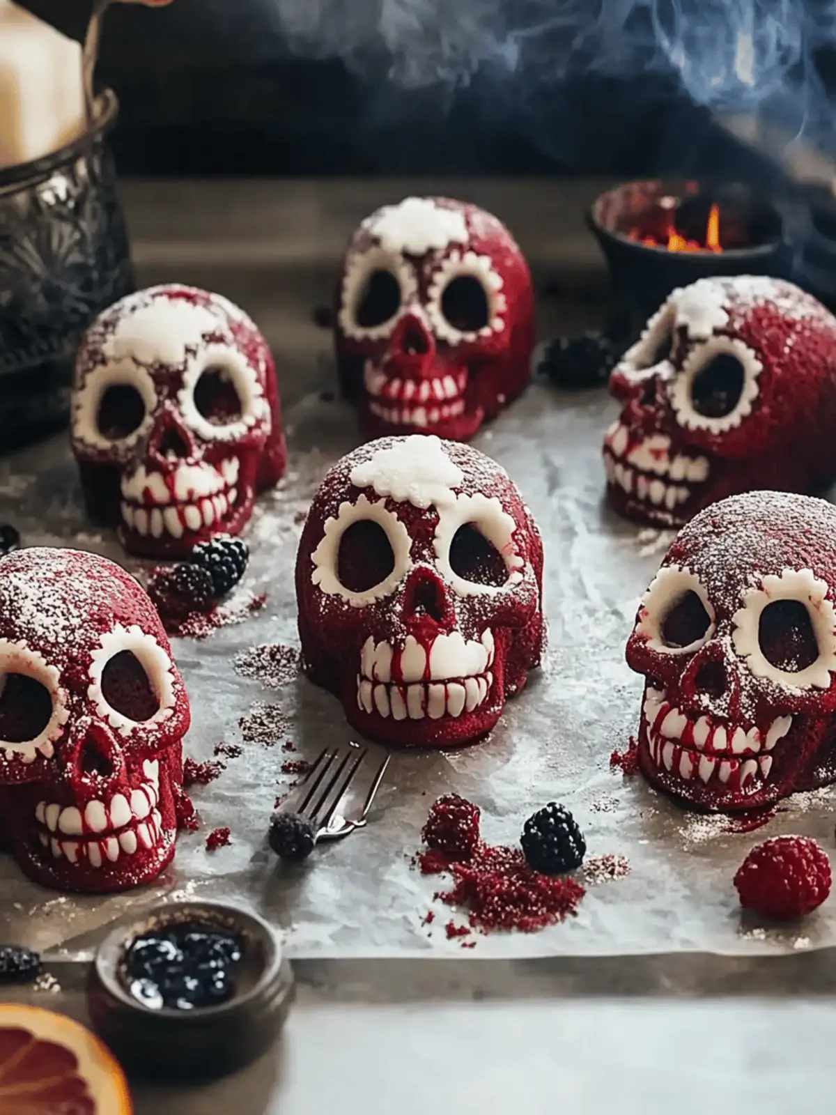 Ghotic Red Velvet Skull Cakes