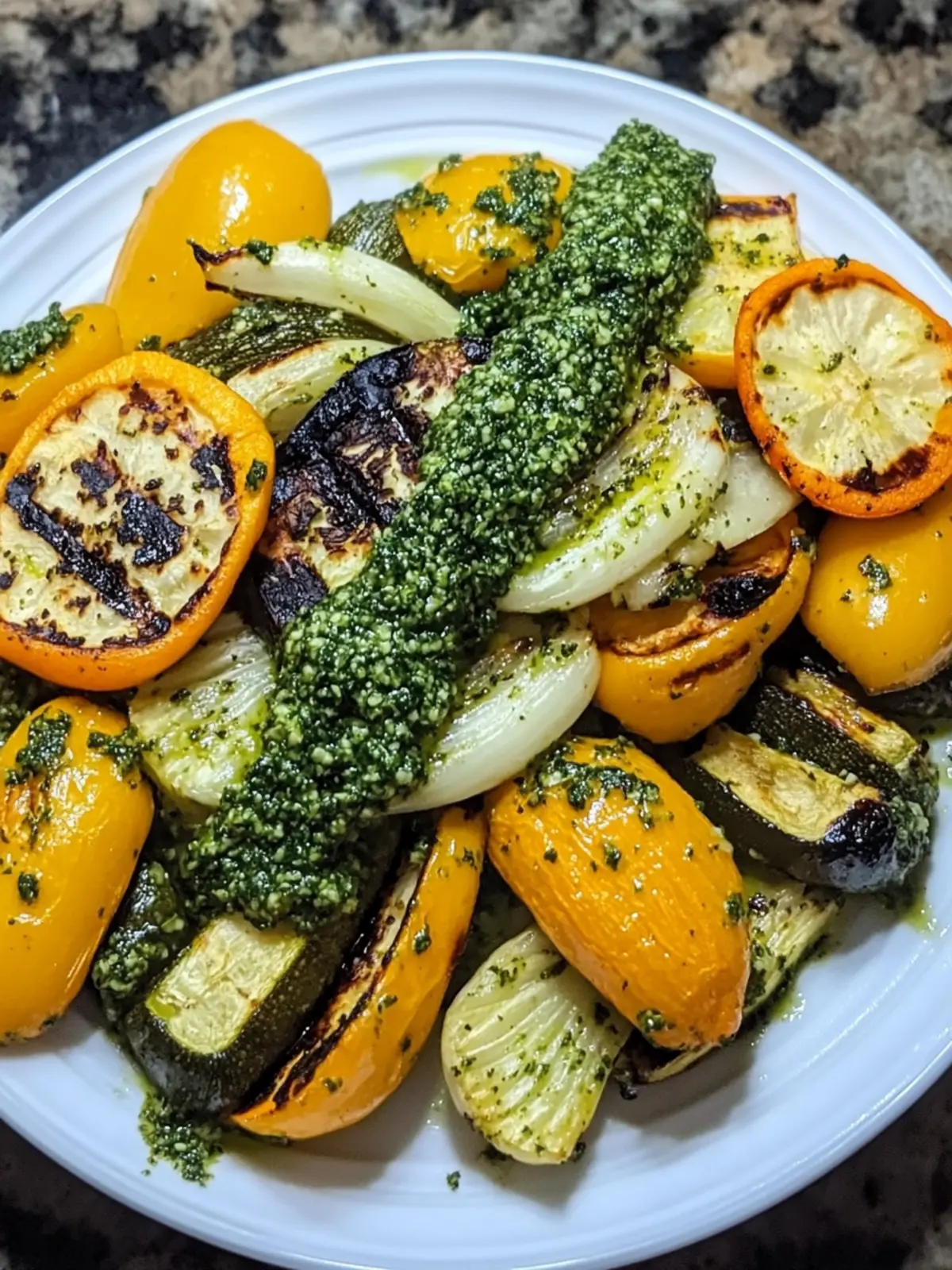 Grilled Vegetables with Collard Green Pesto