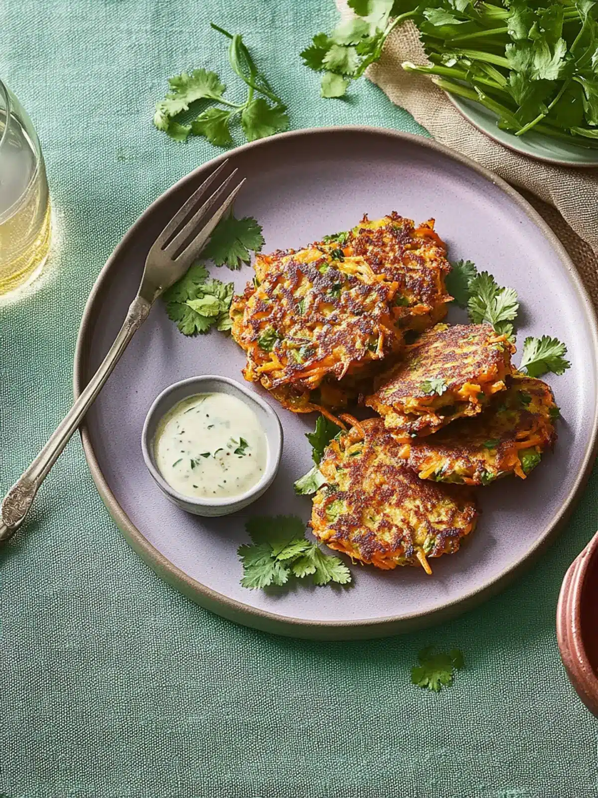 Carrot and coriander fritters