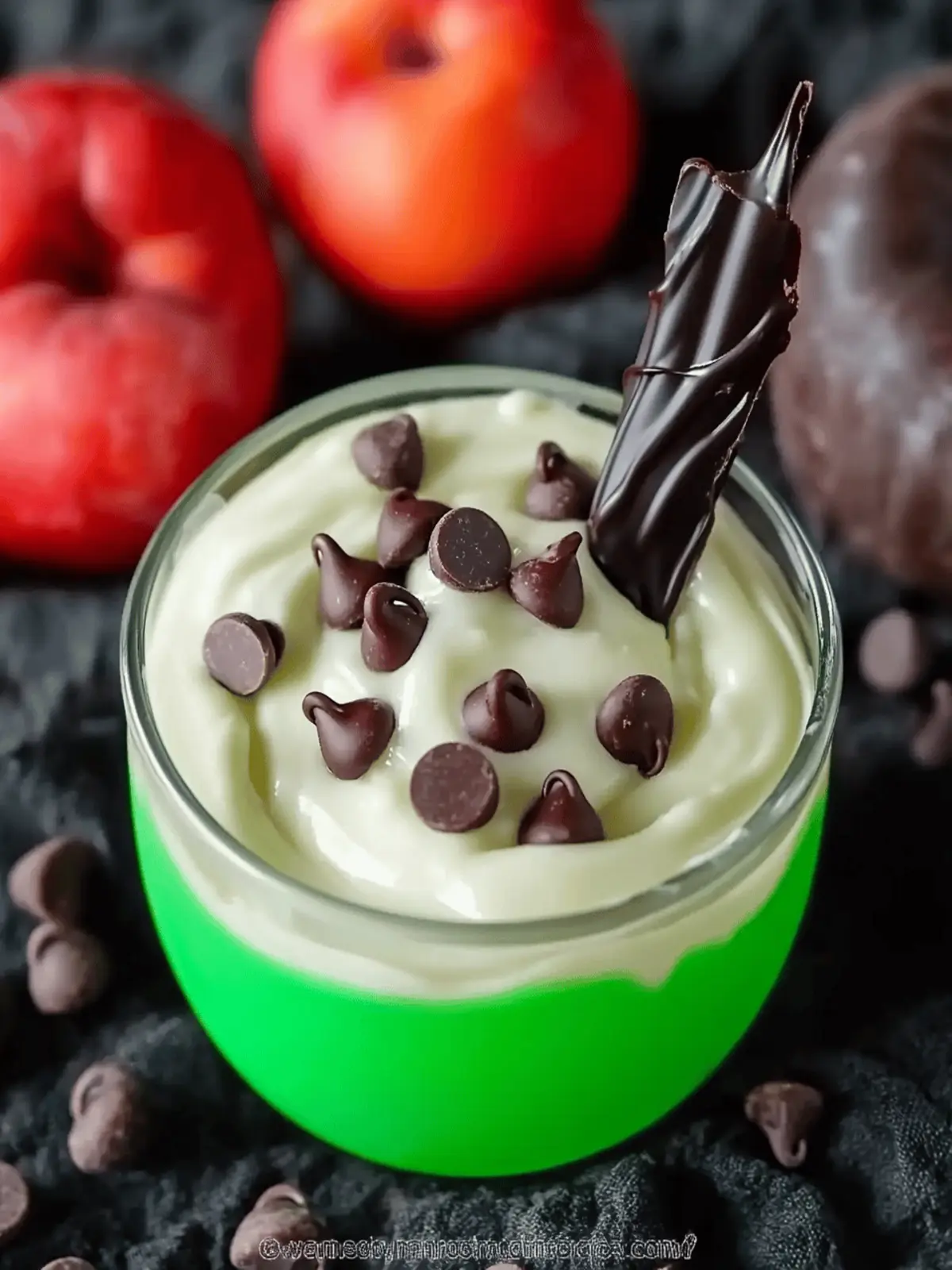 Melted Witch Chocolate Chip Cream Cheese Fruit Dip