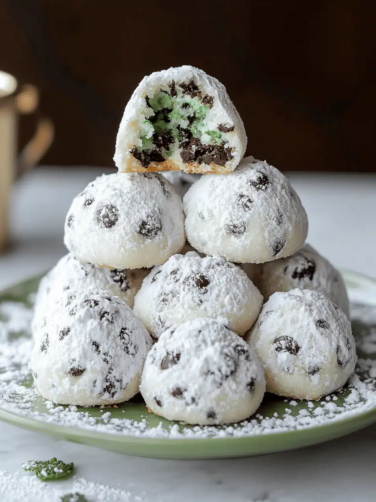 Mint Chocolate Chip Snowball Cookies That Melt in Your Mouth 4 Mint Chocolate Chip Snowball Cookies