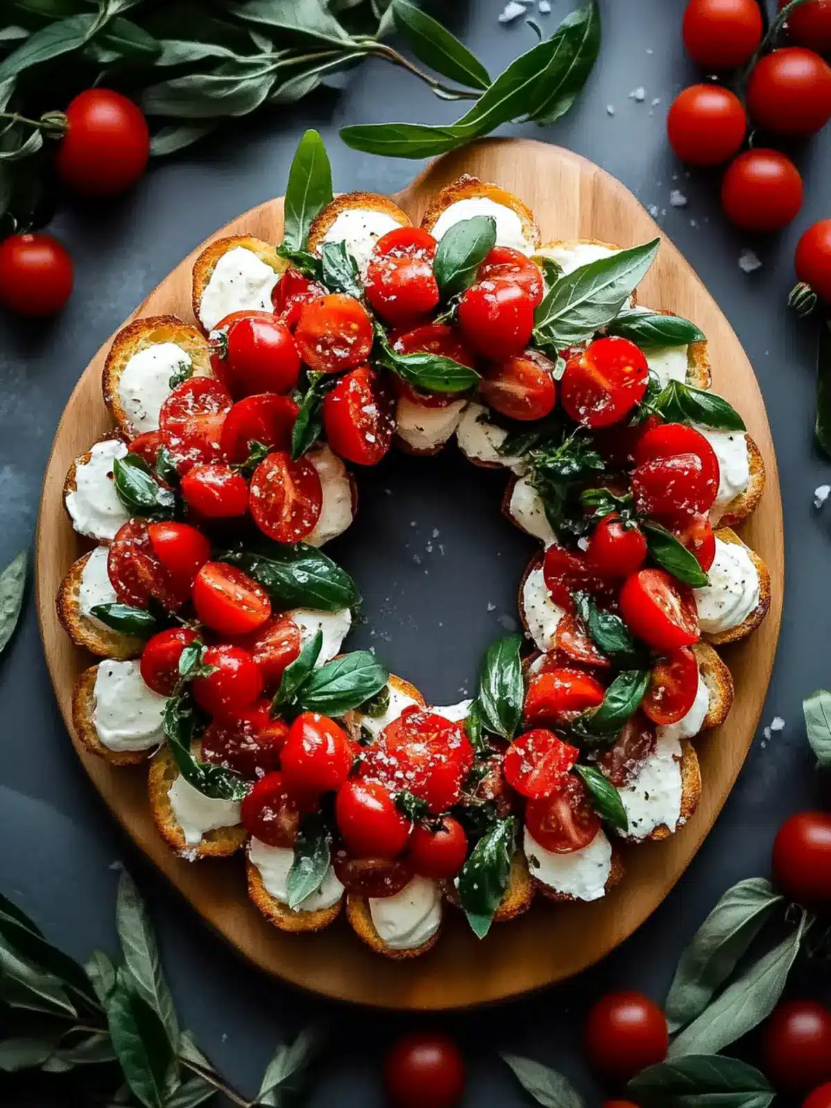 Simple Christmas Bruschetta Wreath
