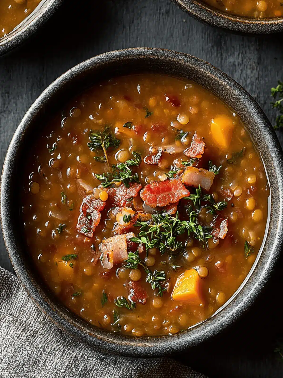 French Lentil Bacon Soup