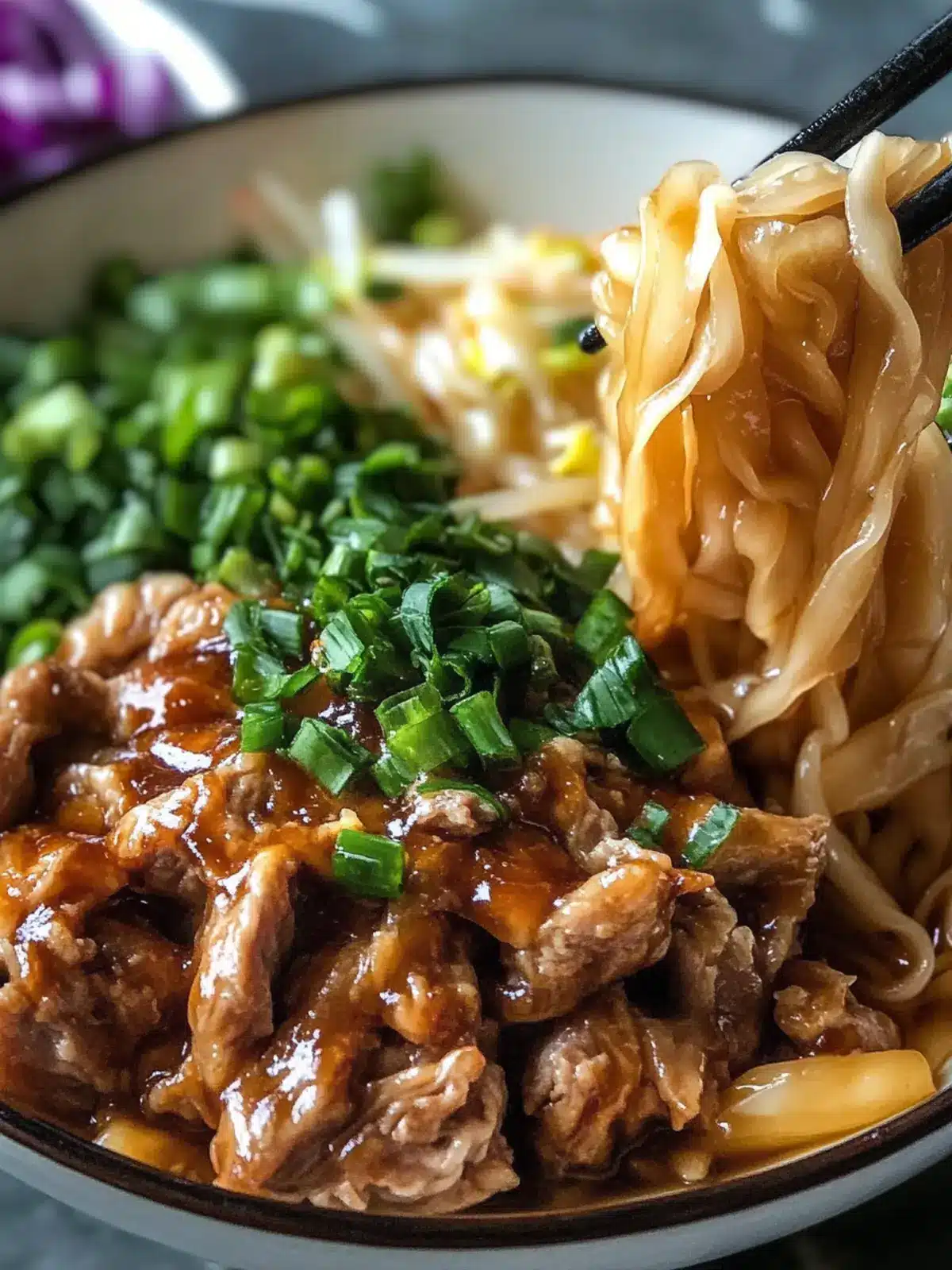 Potsticker Noodle Bowl with Pork & Cabbage Slaw