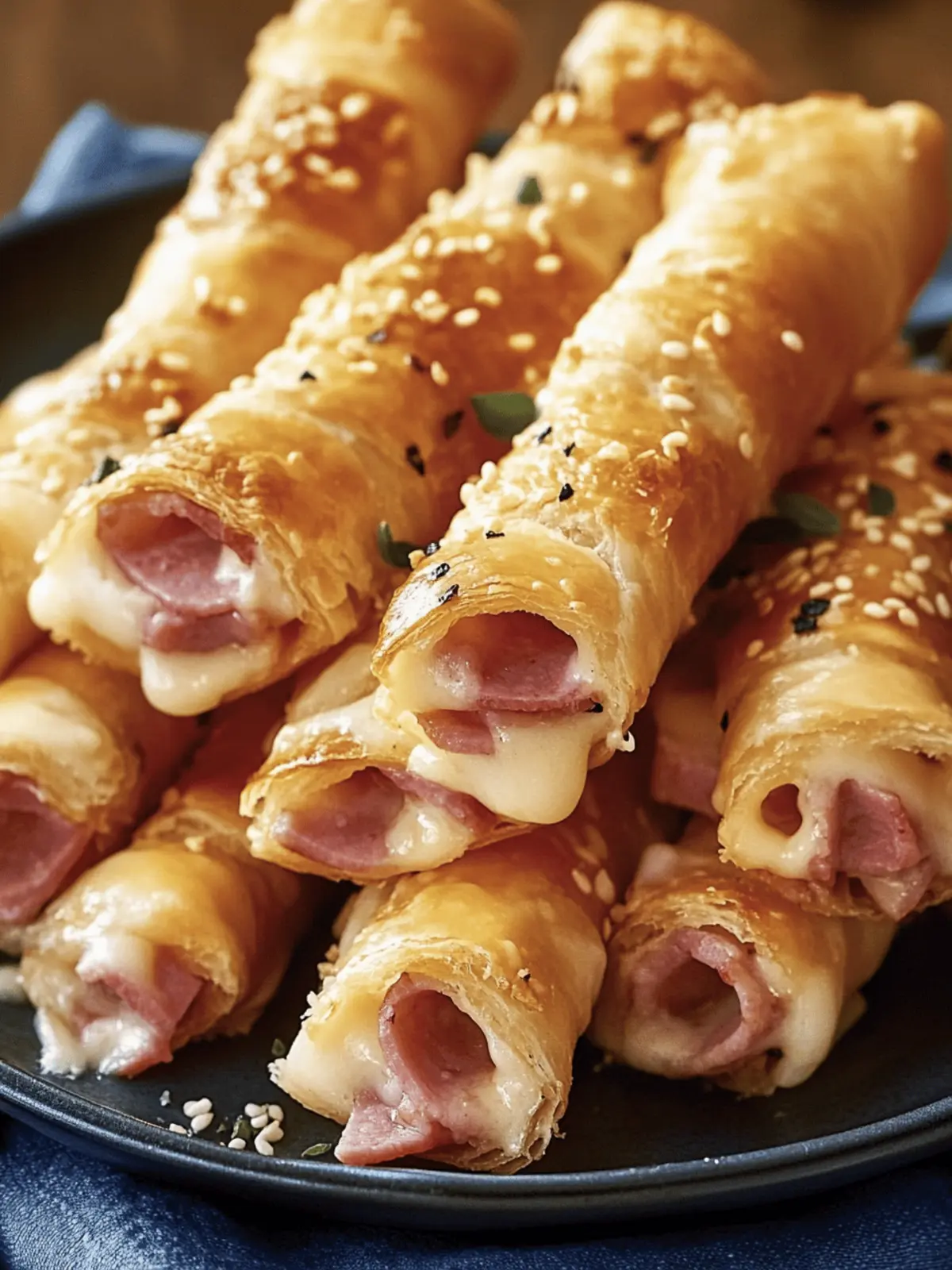 Savory Ham and Cheese Puff Pastry Sticks for Quick Snacking 4 Ham and Cheese Puff Pastry Sticks