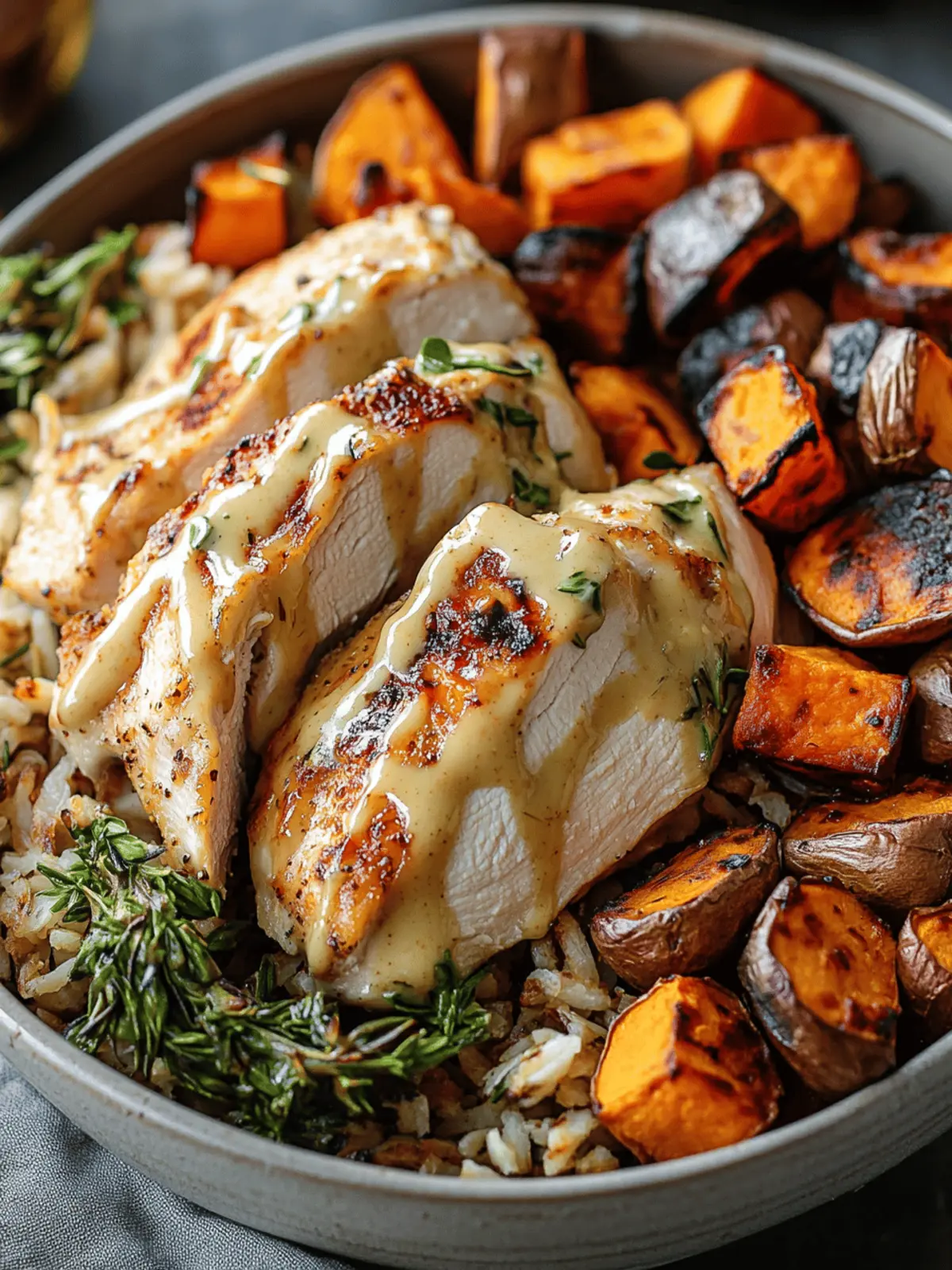 Maple Dijon Chicken & Roasted Sweet Potato
