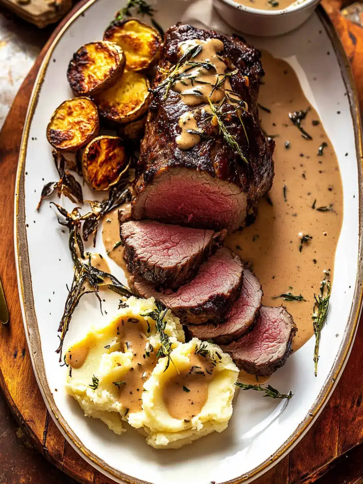 Beef Tenderloin Roast with Smashed Potatoes