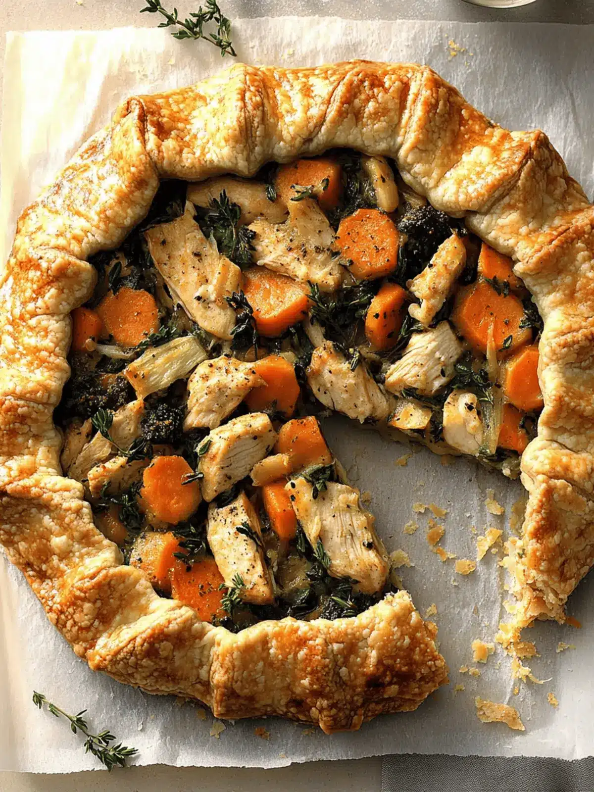 Chicken Potpie Galette with Cheddar-Thyme Crust
