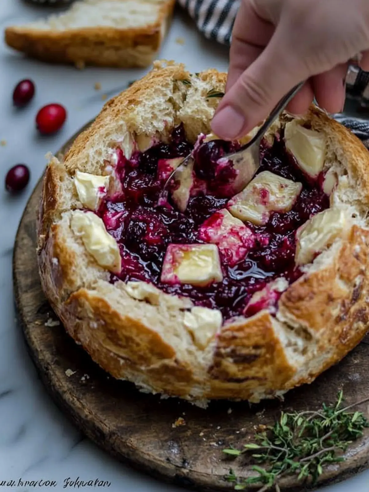 Baked Cranberry Brie Bread Bowl